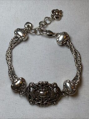 Vintage Brighton Silver-Plated Ornate Filigree Bracelet, 8" Whimsical Gothic